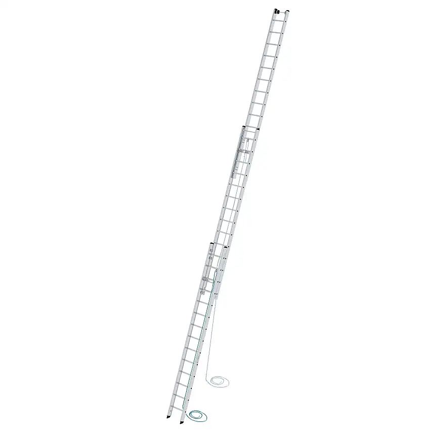 Sprossen-Seilzugleiter 3-teilig ohne Traverse 3x16 Sprossen