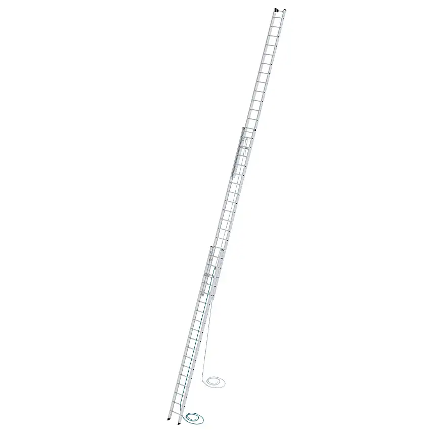 Sprossen-Seilzugleiter 3-teilig ohne Traverse 3x18 Sprossen