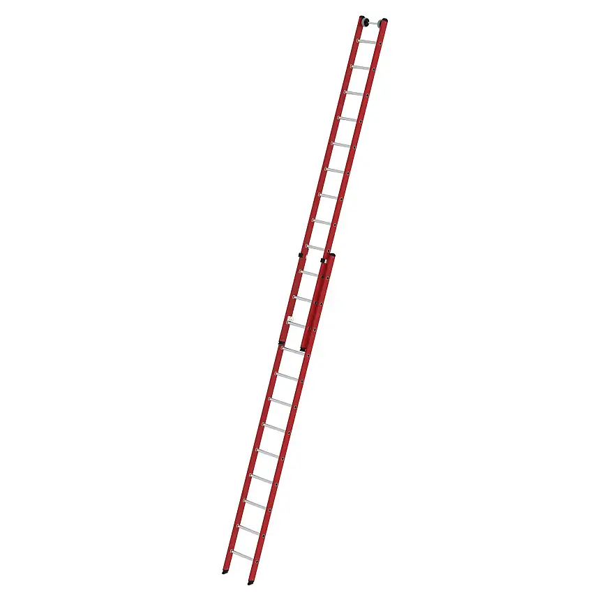Sprossen-Schiebeleiter 2-teilig GFK/Alu ohne Traverse 2x12 Sprossen