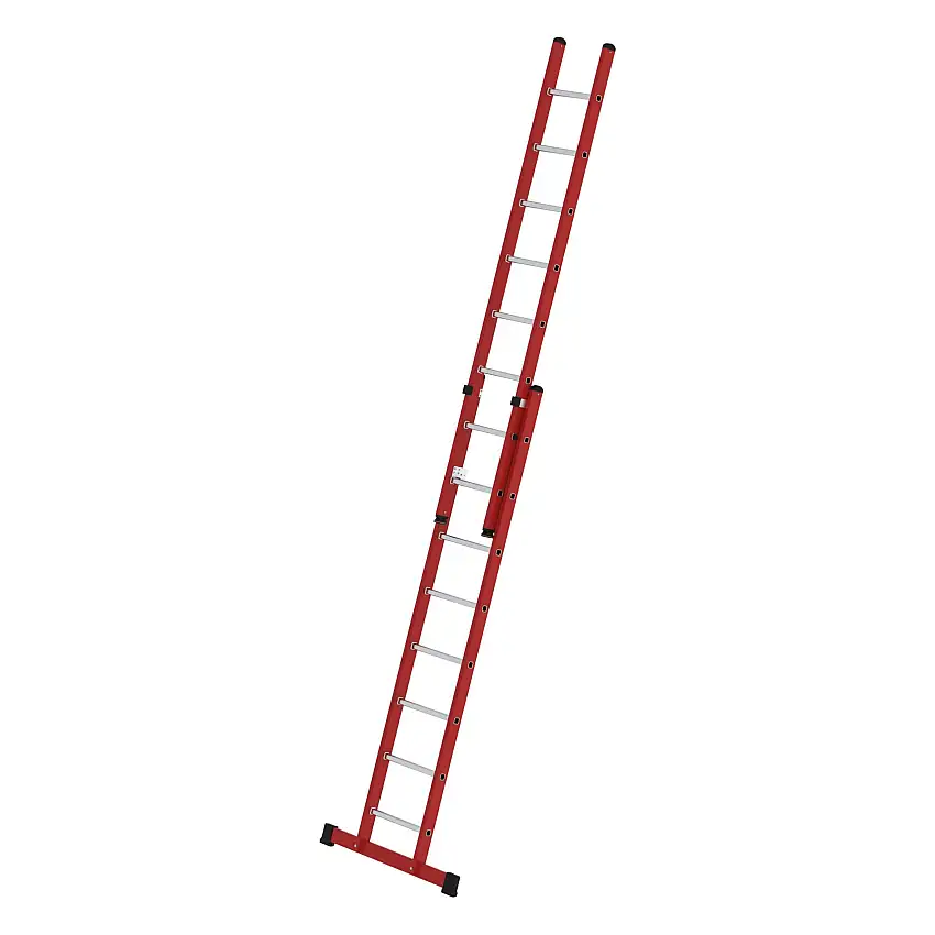 Sprossen-Schiebeleiter 2-teilig GFK/Alu mit Standard-Traverse 2x8 Sprossen