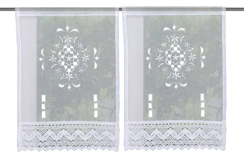 2-tlg. Fensterbild Leinenstruktur BxH 30x45cm Scheibengardine