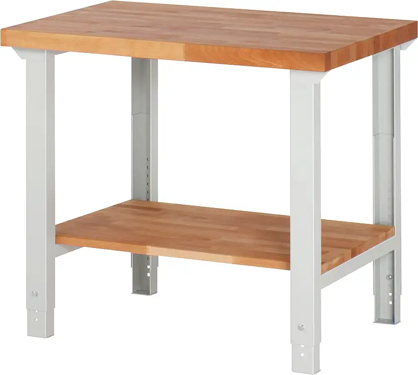 Werkbank Serie 7000 - Modell 7000 | HxBxT 79-114x100x70cm | mit Ablageboden | Lichtgrau