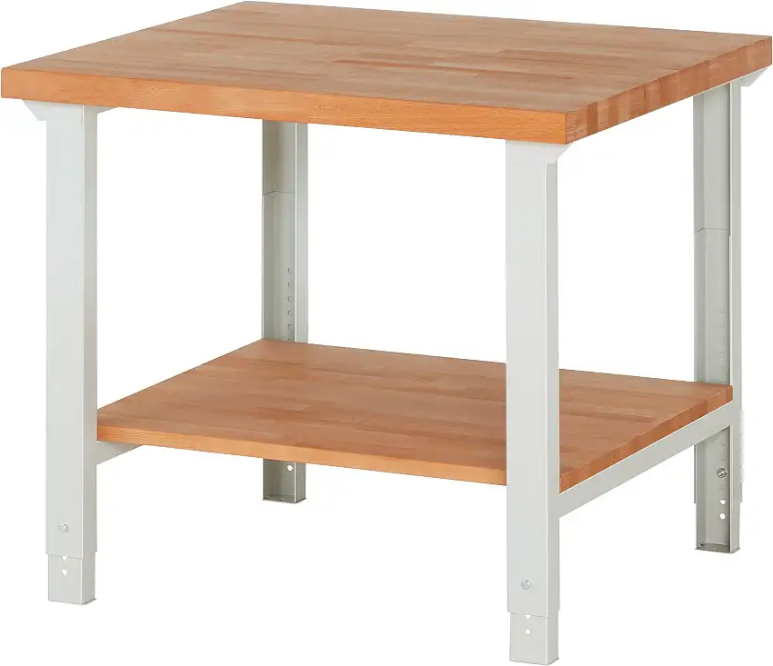 Werkbank Serie 7000 - Modell 7000 | HxBxT 79-114x100x90cm | mit Ablageboden | Lichtgrau