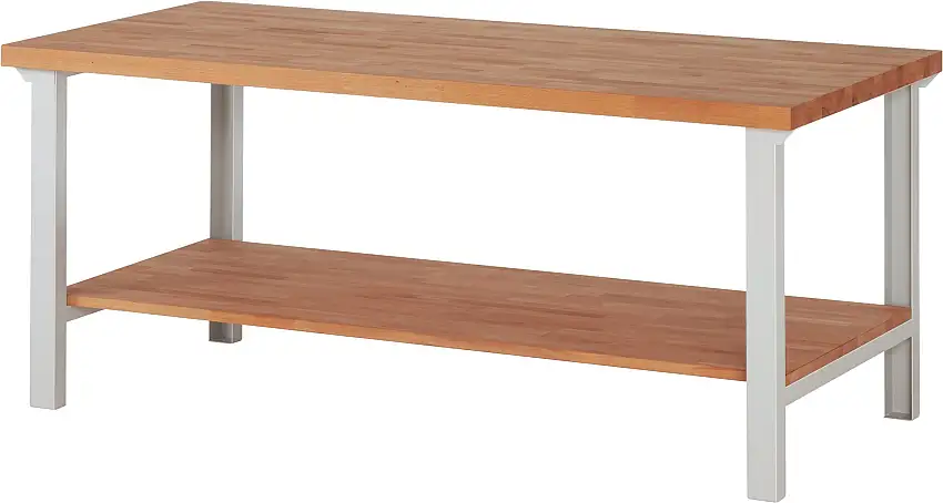 Werkbank Serie 7000 - Modell 7000 | HxBxT 84x200x90cm | mit Ablageboden | Lichtgrau