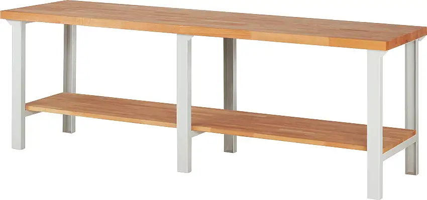 Werkbank Serie 7000 - Modell 7000 | HxBxT 84x250x70cm | mit Ablageboden | Lichtgrau