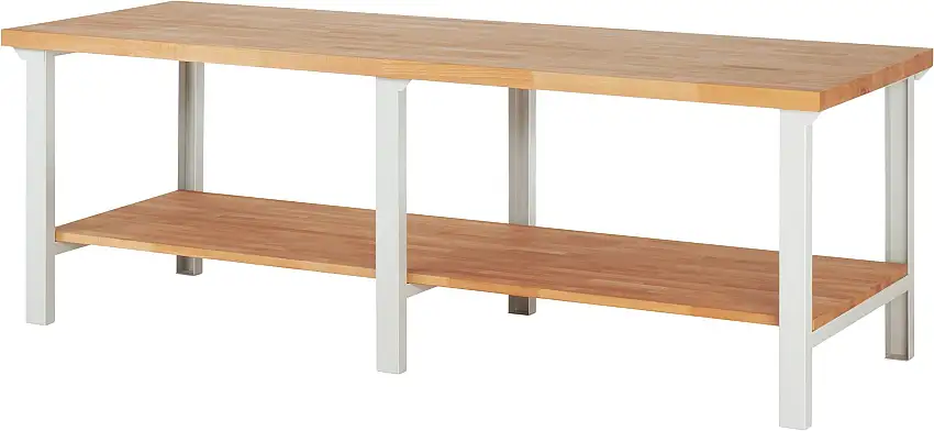 Werkbank Serie 7000 - Modell 7000 | HxBxT 84x250x90cm | mit Ablageboden | Lichtgrau