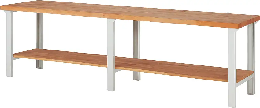 Werkbank Serie 7000 - Modell 7000 | HxBxT 84x300x70cm | mit Ablageboden | Lichtgrau