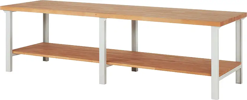 Werkbank Serie 7000 - Modell 7000 | HxBxT 84x300x90cm | mit Ablageboden | Lichtgrau