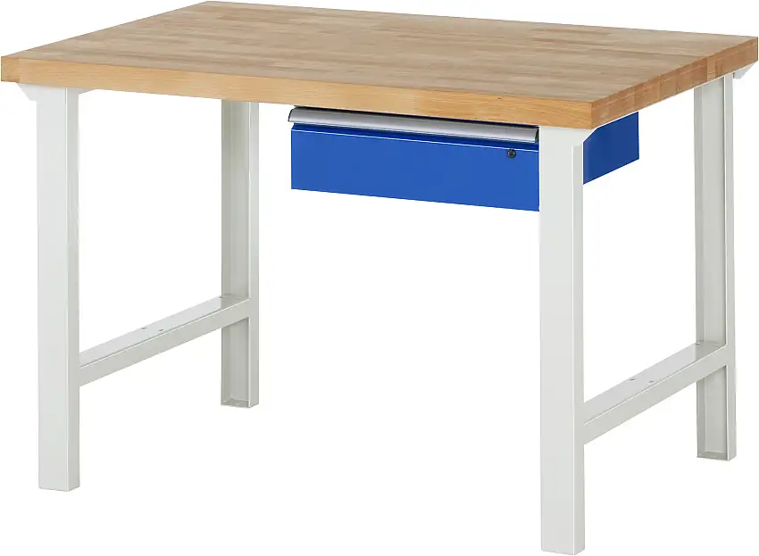 Werkbank Serie 7000 - Modell 7001 | HxBxT 84x125x90cm | 1x Schublade | Schubladenmaße 1x150mm | Lichtgrau