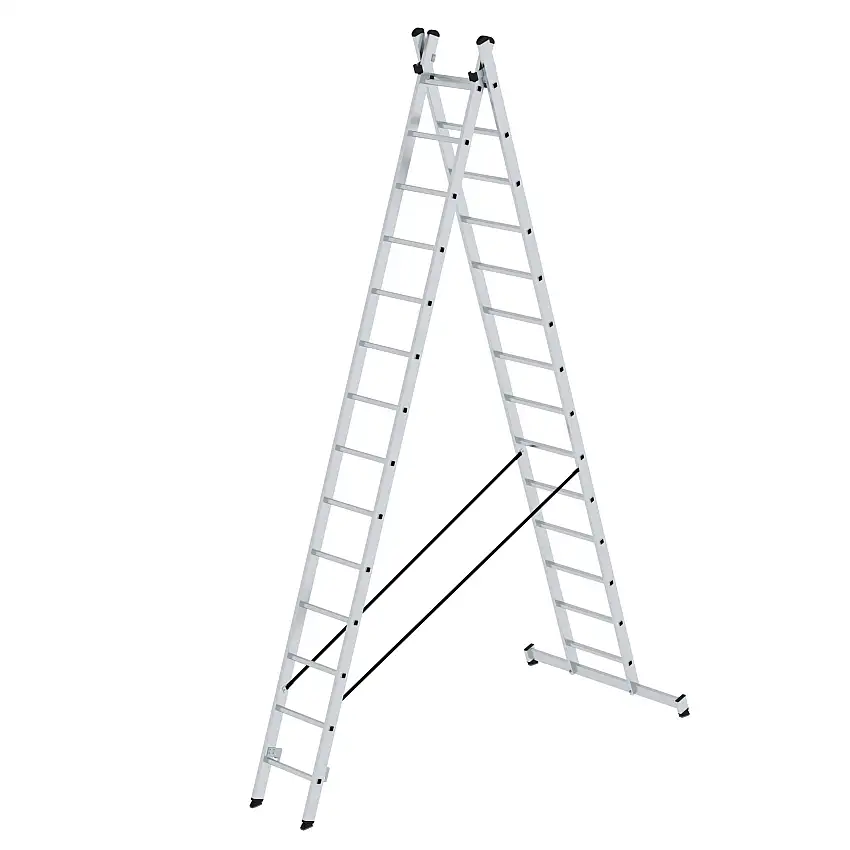 Sprossen-Mehrzweckleiter 2-teilig mit nivello®-Traverse 2x14 Sprossen