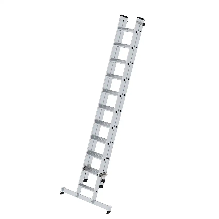 Stufen-Schiebeleiter 2-teilig mit nivello®-Traverse 1x11 + 1x10 Stufen