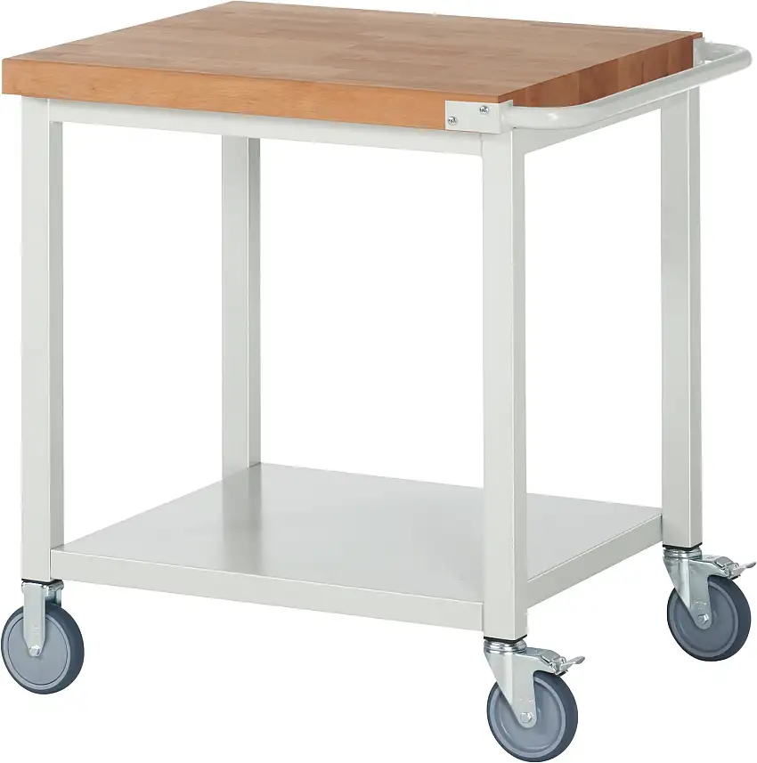 Fahrbare Werkbank 8000 - Modell 8000 | HxBxT 88-108x75x70cm | mit Ablageboden | Lichtgrau