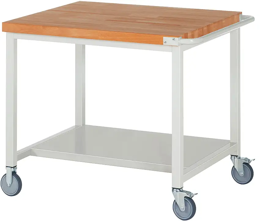 Fahrbare Werkbank 8000 - Modell 8000 | HxBxT 88x100x90cm | mit Ablageboden | Lichtgrau