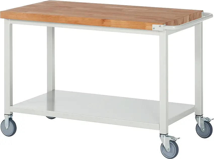 Fahrbare Werkbank 8000 - Modell 8000 | HxBxT 88-108x125x70cm | mit Ablageboden | Lichtgrau