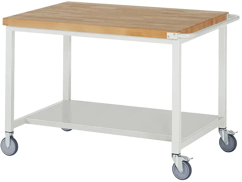 Fahrbare Werkbank 8000 - Modell 8000 | HxBxT 88-108x125x90cm | mit Ablageboden | Lichtgrau