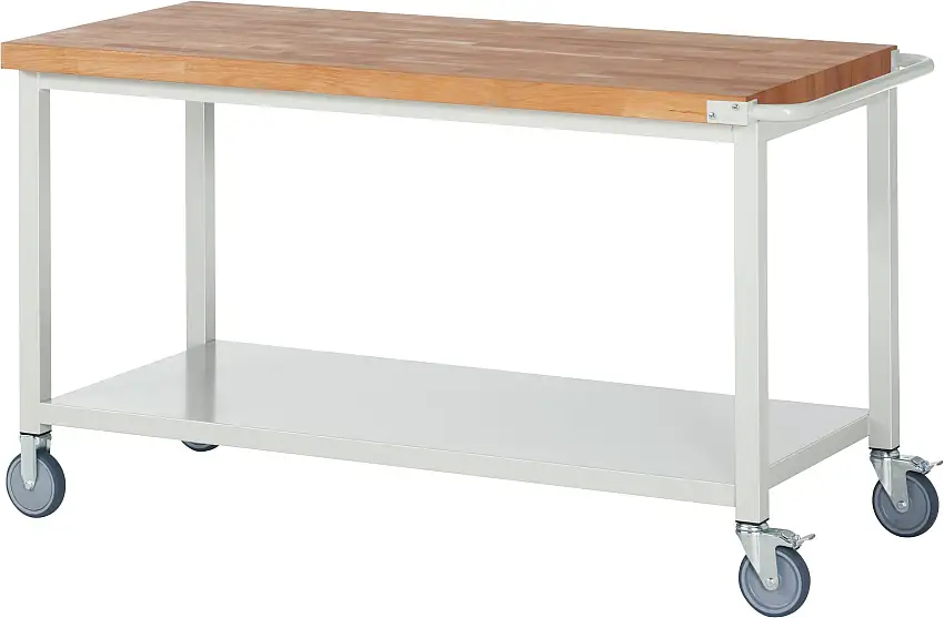 Fahrbare Werkbank 8000 - Modell 8000 | HxBxT 88-108x150x70cm | mit Ablageboden | Lichtgrau
