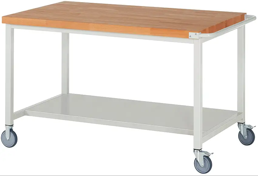 Fahrbare Werkbank 8000 - Modell 8000 | HxBxT 88-108x150x90cm | mit Ablageboden | Lichtgrau