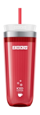 Eiskaffeemaschine ZOKU mit Strohhalm Rot 325 ml