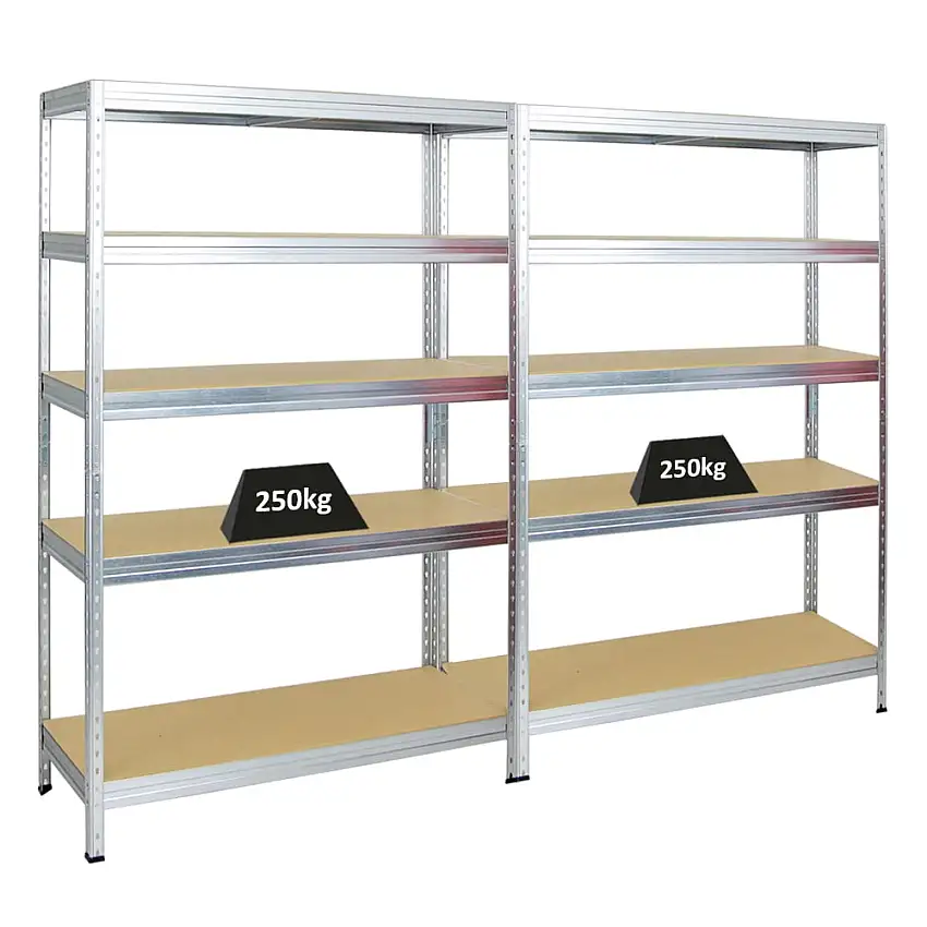 Mega Deal | 2x Schwerlastregal Rivet | HxBxT 180x120x45 cm | Fachlast 250kg | Verzinkt