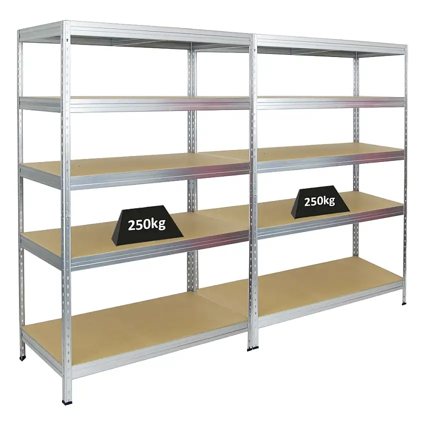 Mega Deal | 2x Schwerlastregal Rivet | HxBxT 180x120x60 cm | Fachlast 250kg | Verzinkt