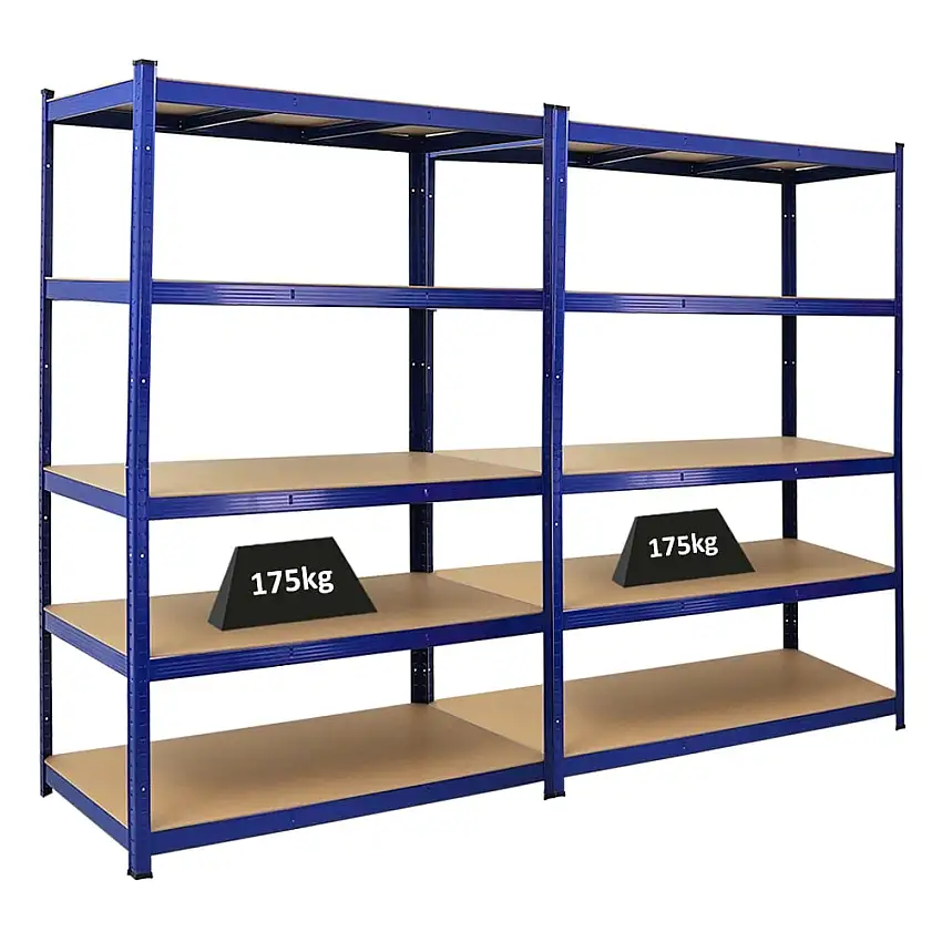 Mega Deal | 2x Schwerlastregal TAURUS | HxBxT 180x120x60cm | Fachlast 175kg | Blau
