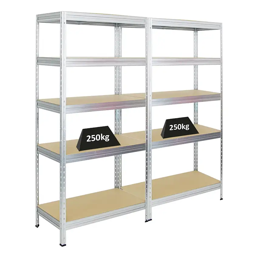 Mega Deal | 2x Schwerlastregal Rivet | HxBxT 180x90x45 cm | Fachlast 250kg | Verzinkt