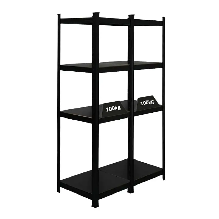 Mega Deal | 2x All Black Series Schwerlastregal Ragnar | HxBxT 150x45x45cm | Fachlast 100kg | Matt Schwarz