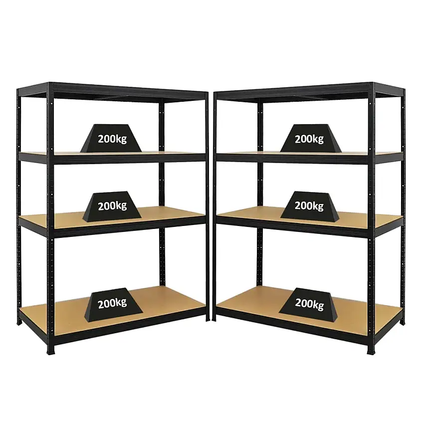 Mega Deal | 2x Schwerlastregal Big Elephant | HxBxT 160x120x60cm | Fachlast 200kg | Schwarz