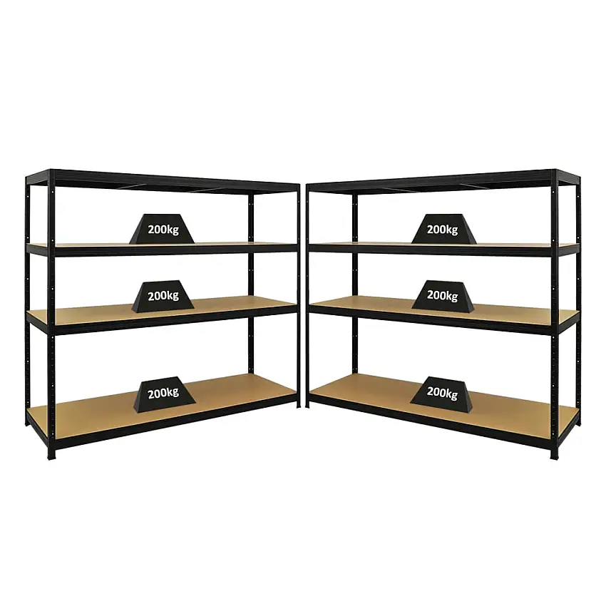Mega Deal | 2x Schwerlastregal Giant Elephant | HxBxT 160x180x60cm | Fachlast 200kg | Schwarz