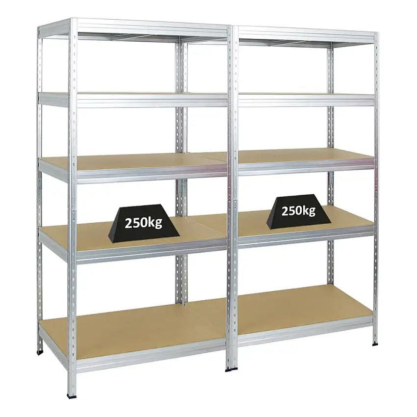 Mega Deal | 2x Schwerlastregal Rivet | HxBxT 180x90x60 cm | Fachlast 250kg | Verzinkt