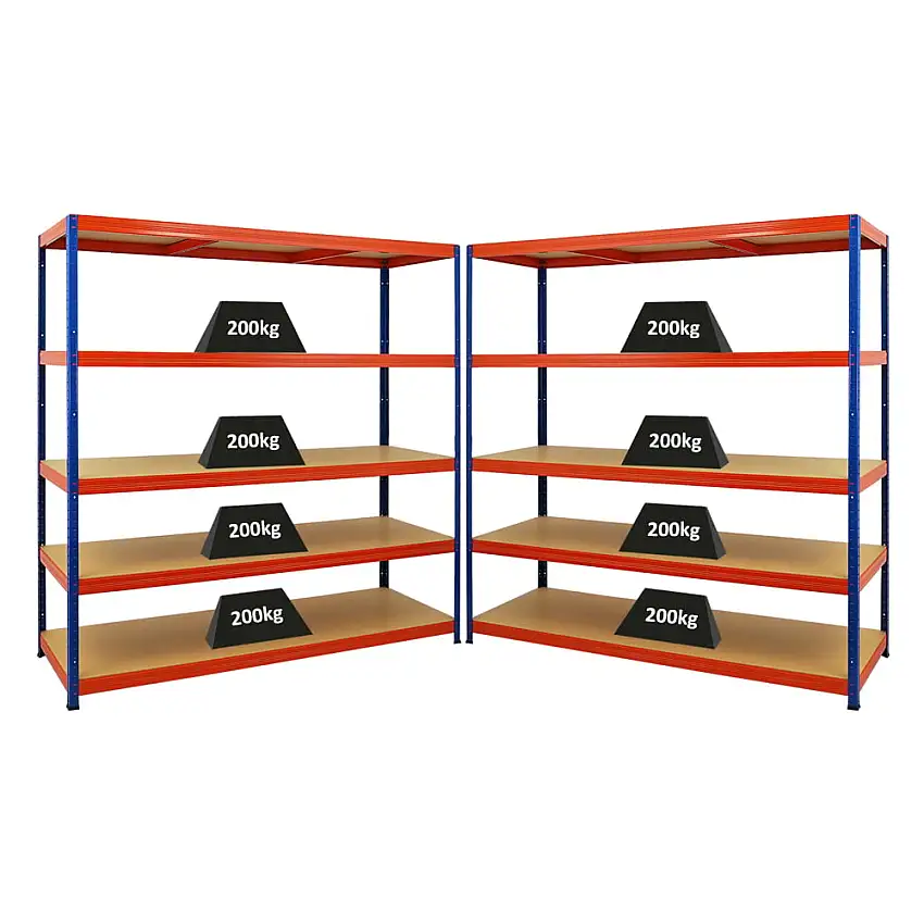 Mega Deal | 2x Schwerlastregal Giant Elephant | HxBxT 180x180x60cm | Fachlast 200kg | Blau-Orange