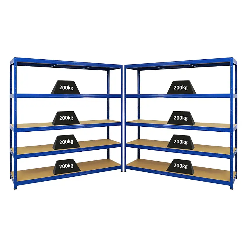 Mega Deal | 2x Schwerlastregal Giant Elephant | HxBxT 180x180x45cm | Fachlast 200kg | Blau