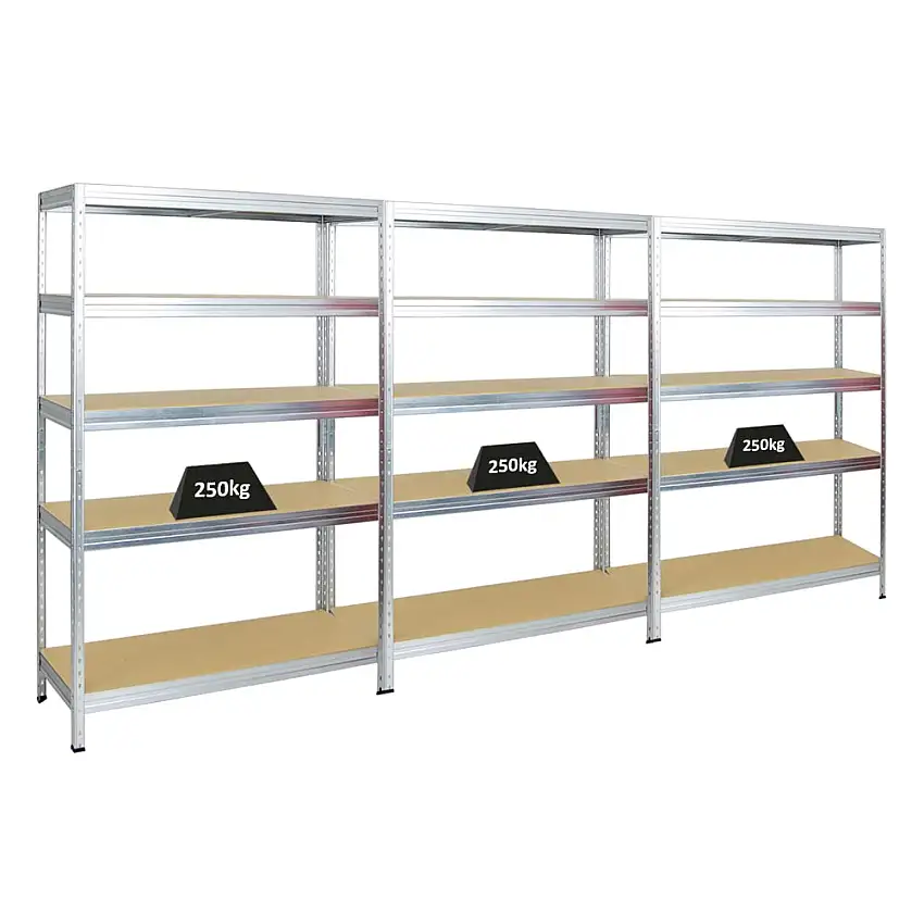 Mega Deal | 3x Schwerlastregal Rivet | HxBxT 180x120x45 cm | Fachlast 250kg | Verzinkt