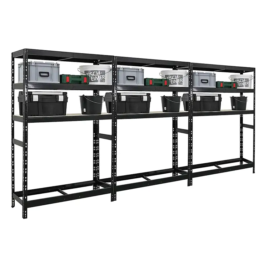 Mega Deal | 3x Reifenregal Tiger | HxBxT 180x120x40 cm | bis zu 6 Reifen auf 1 Ebene | mit 3 Fachboden | Schwarz