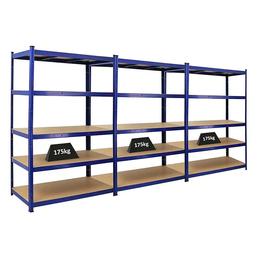 Mega Deal | 3x Schwerlastregal TAURUS | HxBxT 180x120x60cm | Fachlast 175kg | Blau