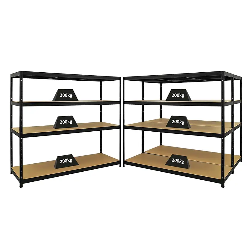 Mega Deal | 3x Schwerlastregal Giant Elephant | HxBxT 160x180x60cm | Fachlast 200kg | Schwarz