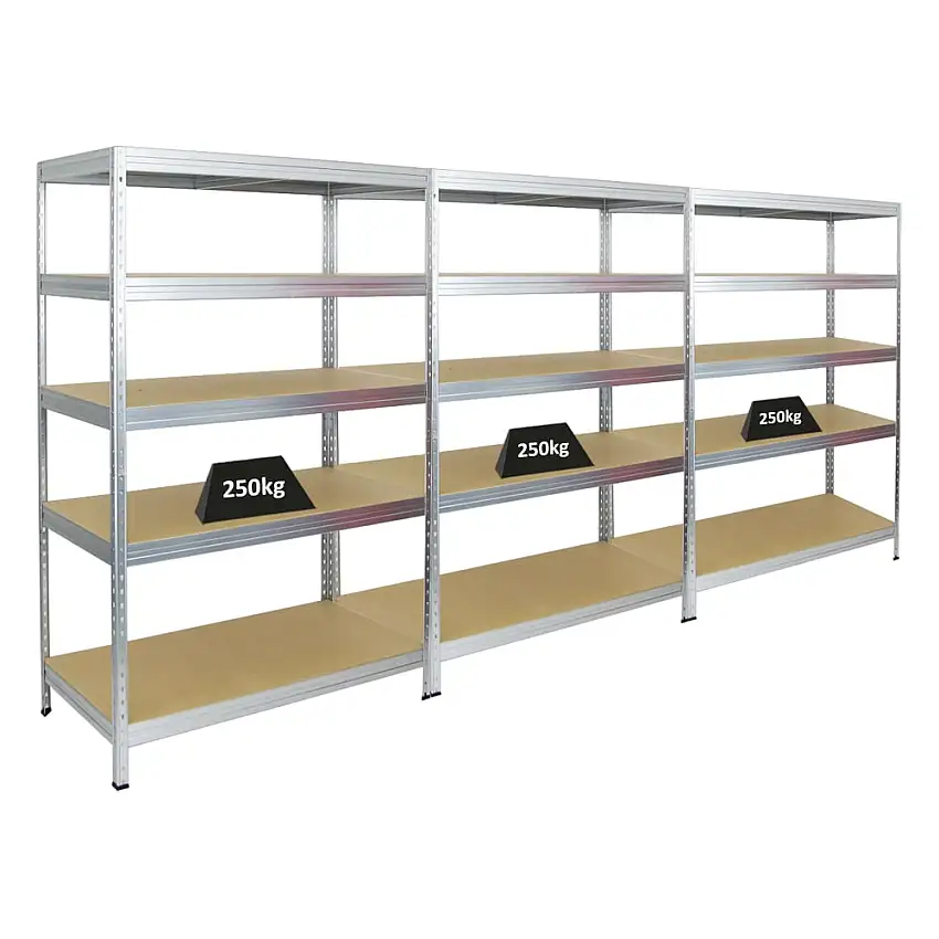 Mega Deal | 3x Schwerlastregal Rivet | HxBxT 180x120x60 cm | Fachlast 250kg | Verzinkt