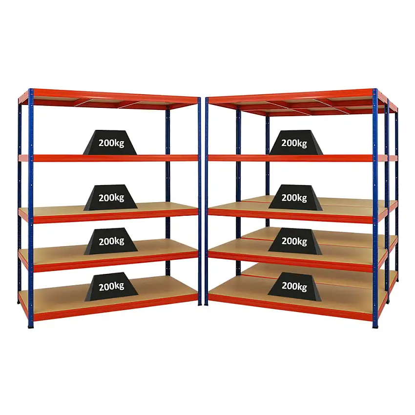 Mega Deal | 3x Schwerlastregal Giant Elephant | HxBxT 180x150x60cm | Fachlast 200kg | Blau-Orange