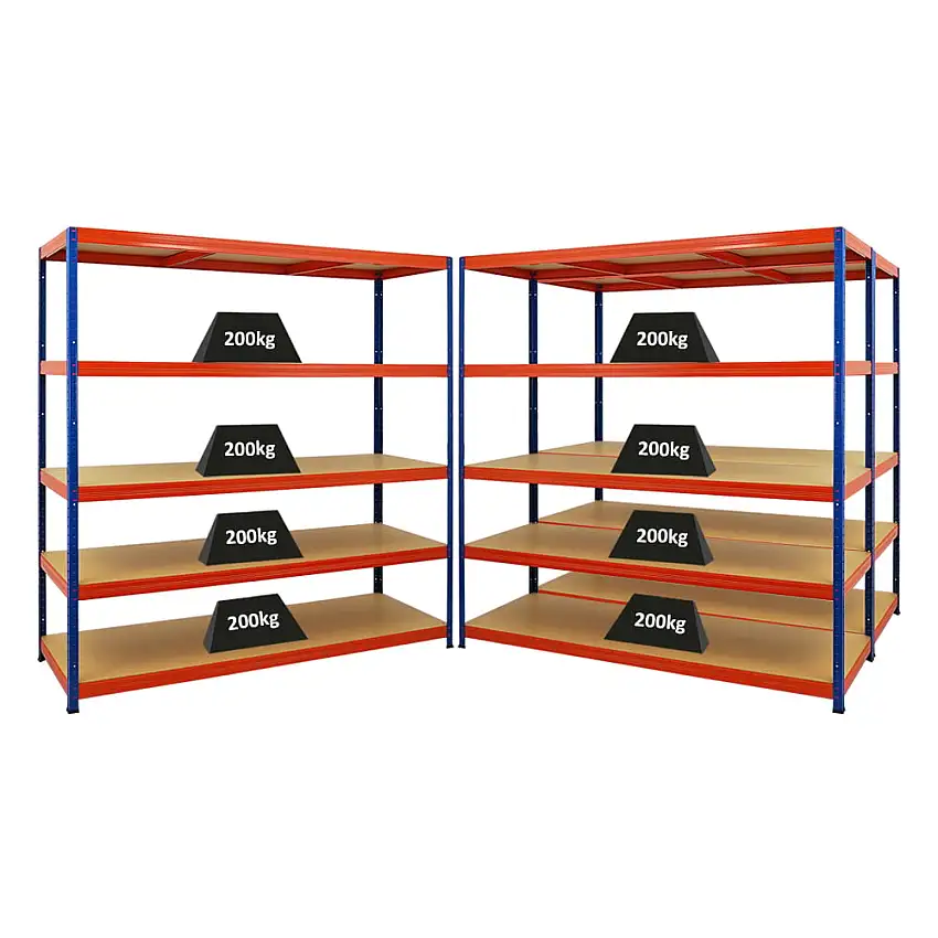 Mega Deal | 3x Schwerlastregal Giant Elephant | HxBxT 180x180x60cm | Fachlast 200kg | Blau-Orange
