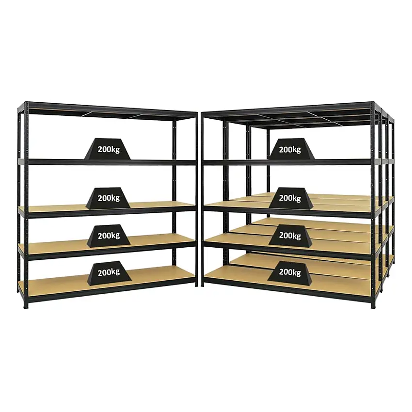 Mega Deal | 4x Schwerlastregal Giant Elephant | HxBxT 180x180x45cm | Fachlast 200kg | Schwarz