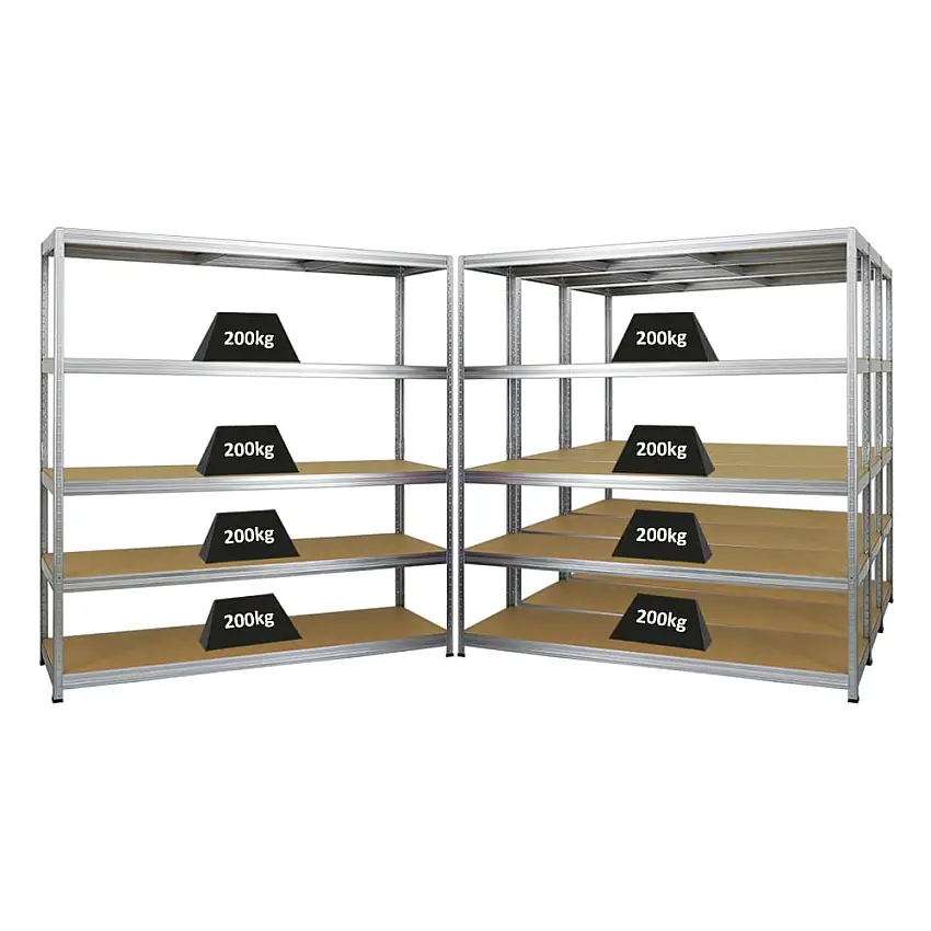 Mega Deal | 4x Schwerlastregal Giant Elephant | HxBxT 180x180x45cm | Fachlast 200kg | Verzinkt