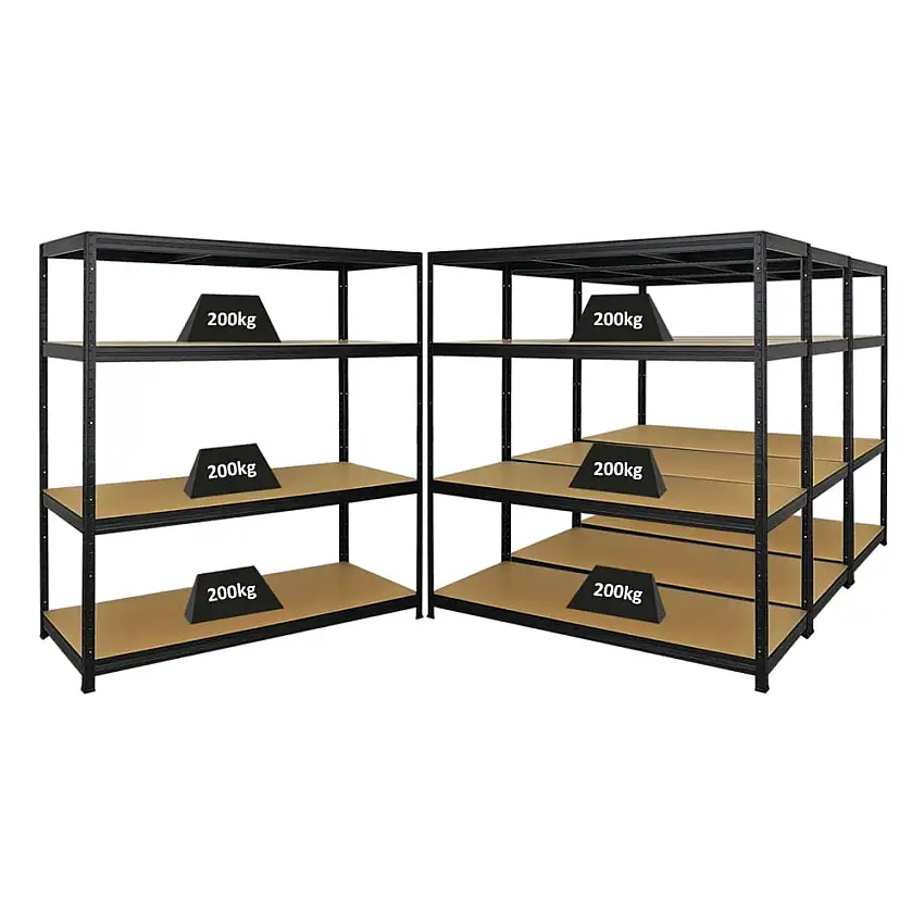 Mega Deal | 4x Schwerlastregal Giant Elephant | HxBxT 160x150x60cm | Fachlast 200kg | Schwarz