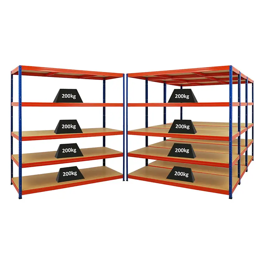 Mega Deal | 4x Schwerlastregal Giant Elephant | HxBxT 180x180x60cm | Fachlast 200kg | Blau-Orange