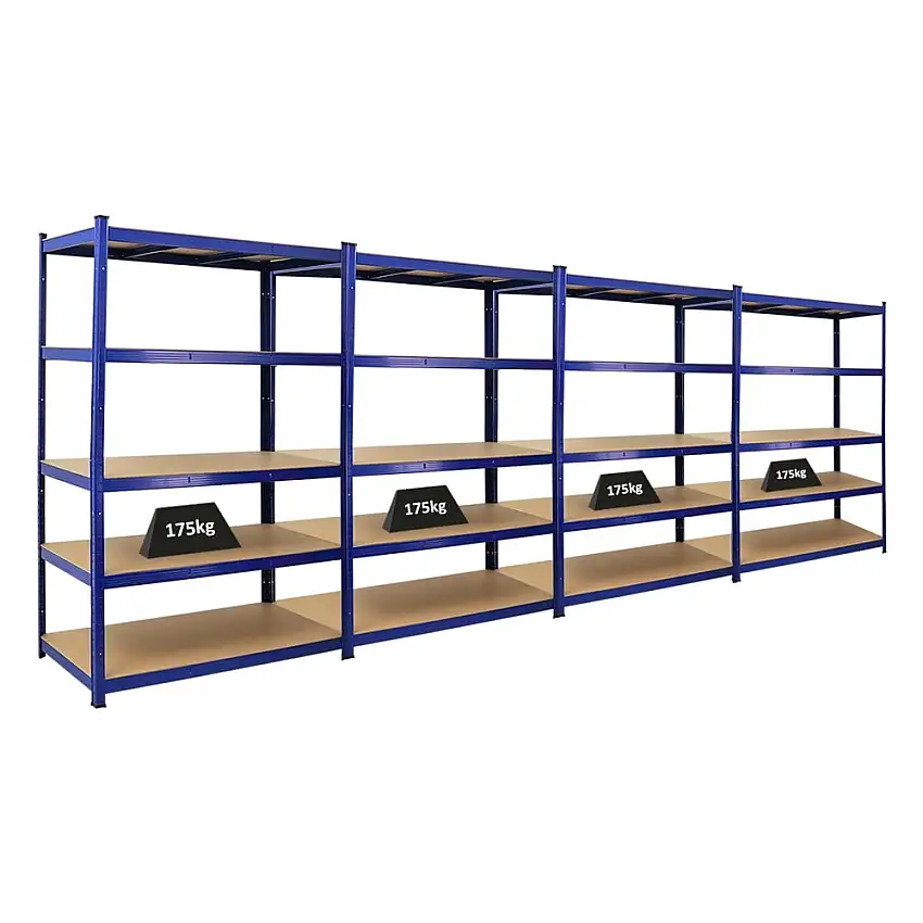 Mega Deal | 4x Schwerlastregal TAURUS | HxBxT 180x120x60cm | Fachlast 175kg | Blau