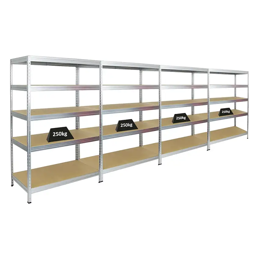 Mega Deal | 4x Schwerlastregal Rivet | HxBxT 180x120x60 cm | Fachlast 250kg | Verzinkt