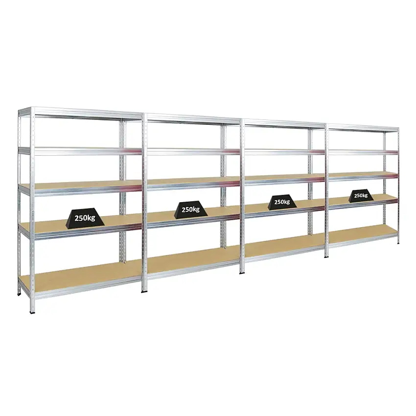 Mega Deal | 4x Schwerlastregal Rivet | HxBxT 180x120x45 cm | Fachlast 250kg | Verzinkt