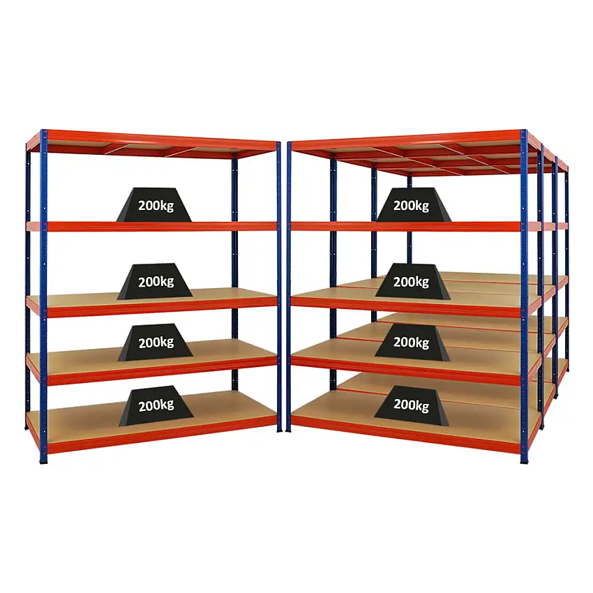 Mega Deal | 4x Schwerlastregal Giant Elephant | HxBxT 180x150x60cm | Fachlast 200kg | Blau-Orange
