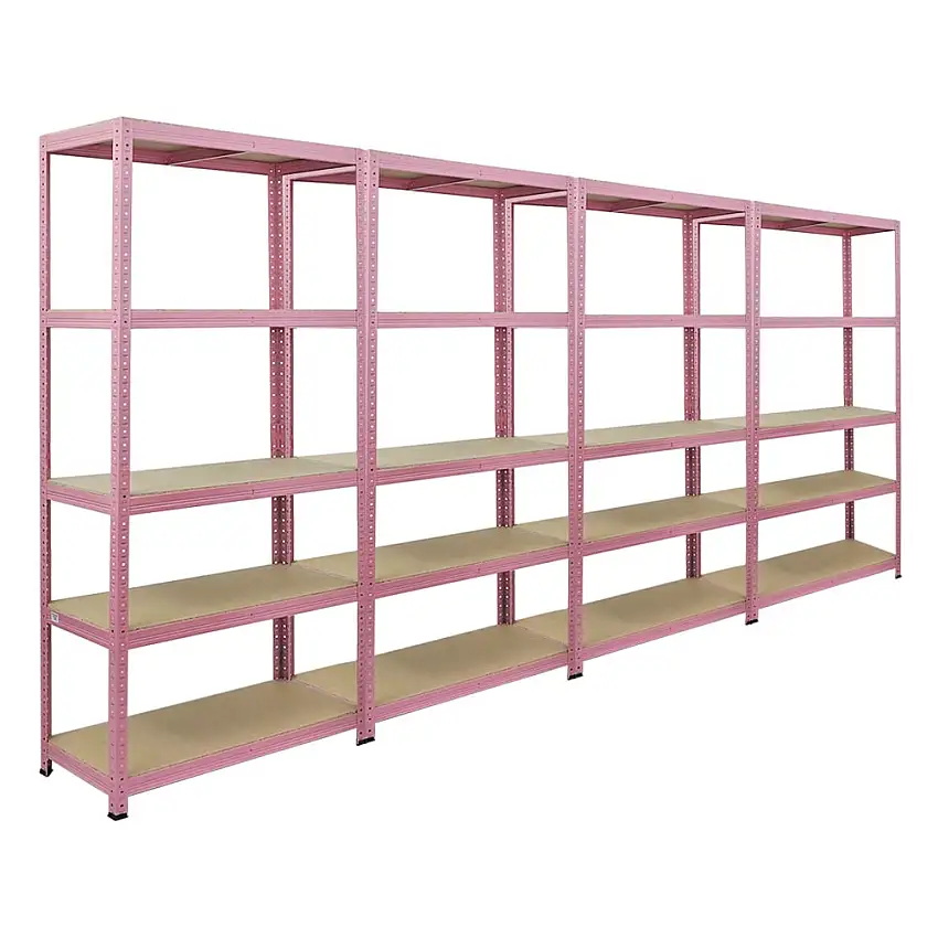 Mega Deal | 4x Wohnregal PINK LADY | HxBxT 180x90x40cm| Fachlast 175kg | 5 Ebenen | Pink