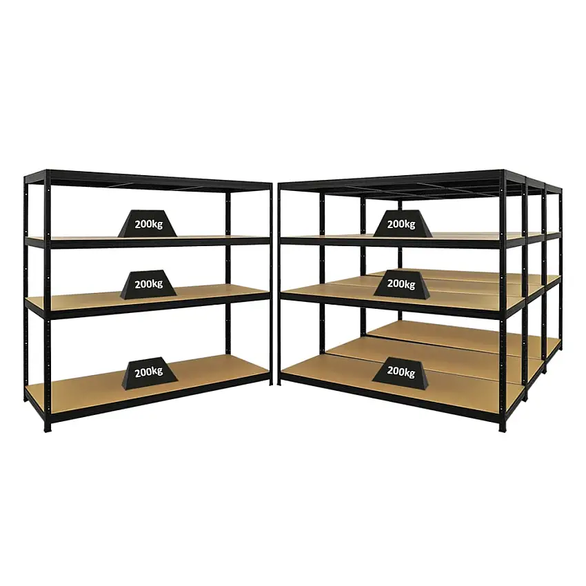Mega Deal | 4x Schwerlastregal Giant Elephant | HxBxT 160x180x60cm | Fachlast 200kg | Schwarz