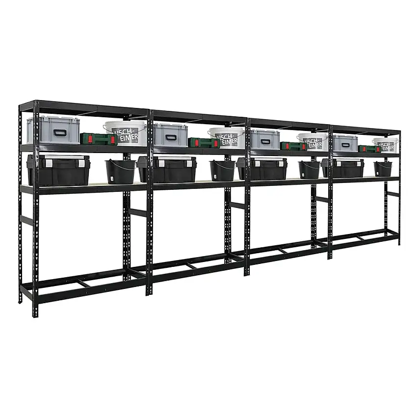 Mega Deal | 4x Reifenregal Tiger | HxBxT 180x120x40 cm | bis zu 6 Reifen auf 1 Ebene | mit 3 Fachboden | Schwarz